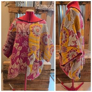 Upcycled Kantha Quilt Top One Size Oversized Handmade Dont Throw It Out